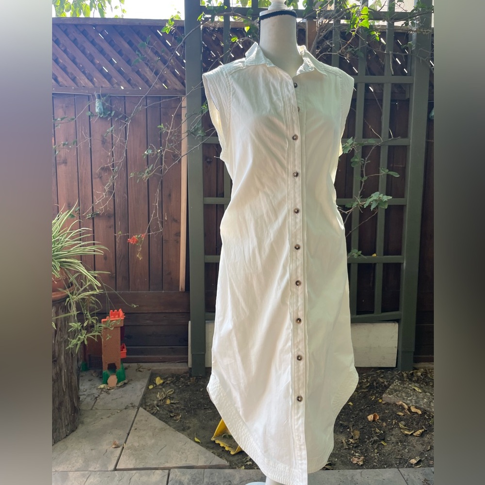 Pilcro White Sleeveless Button-Down Dress